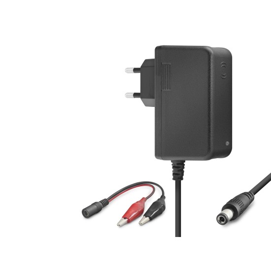 toptan-xml-dropshipping-6V 1.2A 7.2W Krokodil Uç Akü Şarj Adaptörü - Siyah HT5055