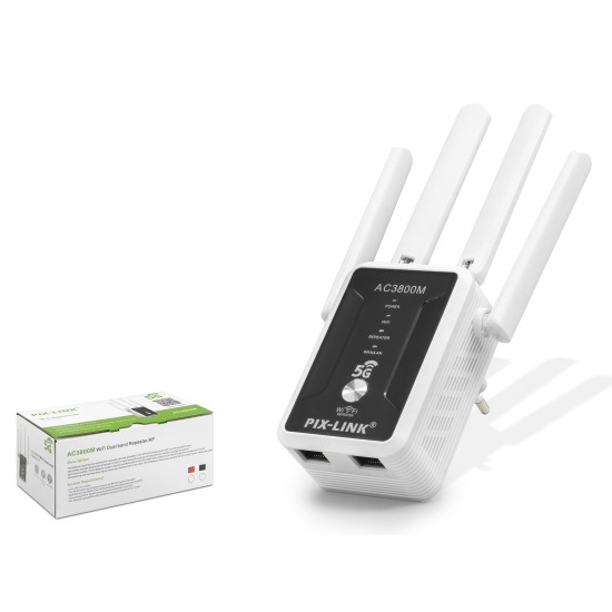 toptan-xml-dropshipping-Wifi Repeater - Router / Ap Ac3800 Dual Band - Siyah Beyaz LV-AC32Q