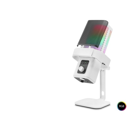 toptan-xml-dropshipping-M6W Profesyonel Masaüstü Gaming Rgb Mikrofon 192 Khz / 24 Bit Type-C - Beyaz