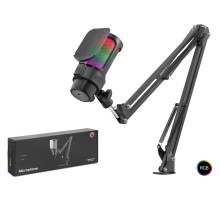 Gaming RGB Mikrofon Seti Boom Mikrofon Kolu Type-C 192kHz 24Bit Siyah M835B