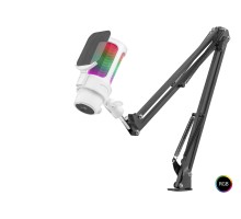 Profesyonel Ayarlanabilir Masa Kolu Askılı Gaming Rgb Mikrofon 192 Khz / 24Bit Type-C - Beyaz M835W