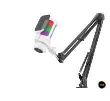 Profesyonel Ayarlanabilir Masa Kolu Askılı Gaming Rgb Mikrofon 192 Khz / 24Bit Type-C - Beyaz M835W