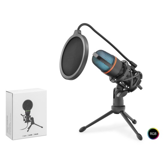 toptan-xml-dropshipping-ME4RGB Profesyonel Gaming Rgb Mikrofon 192 Khz / 24 Bit Çok Yönlü Type-C - Siyah