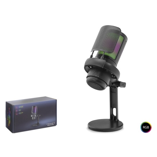 toptan-xml-dropshipping-Gaming Rgb Masaüstü Mikrofon Usb Type-C 192Khz 24Bit - Siyah ME6PB