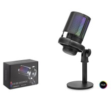 Profesyonel Gaming Rgb Mikrofon 192 Khz / 24 Bit Kondenser Kayıt Seti Type-C - Siyah ME6SB
