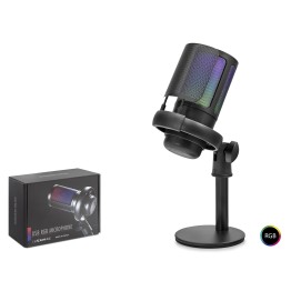 Profesyonel Gaming Rgb Mikrofon 192 Khz / 24 Bit Kondenser Kayıt Seti Type-C - Siyah ME6SB