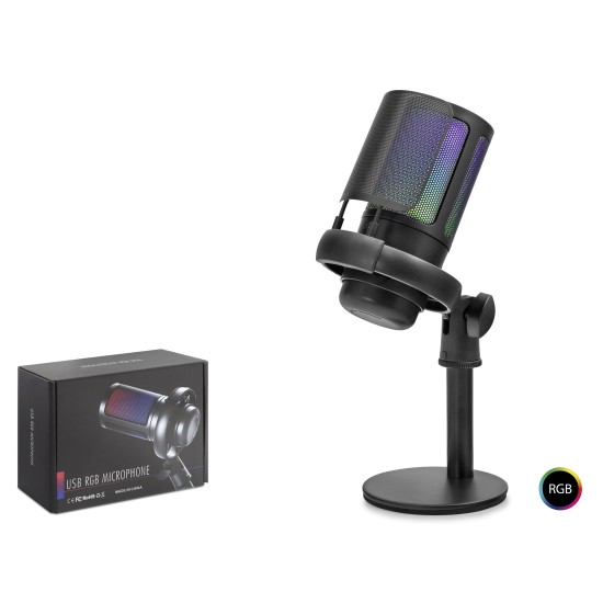 toptan-xml-dropshipping-Profesyonel Gaming Rgb Mikrofon 192 Khz / 24 Bit Kondenser Kayıt Seti Type-C - Siyah ME6SB