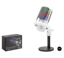 Profesyonel Mikser Kontrollü Gaming Rgb Mikrofon 24 Bit Çinko Alaşım Gövde Type-C - Beyaz ME6SW