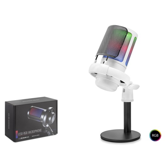 toptan-xml-dropshipping-Profesyonel Mikser Kontrollü Gaming Rgb Mikrofon 24 Bit Çinko Alaşım Gövde Type-C - Beyaz ME6SW