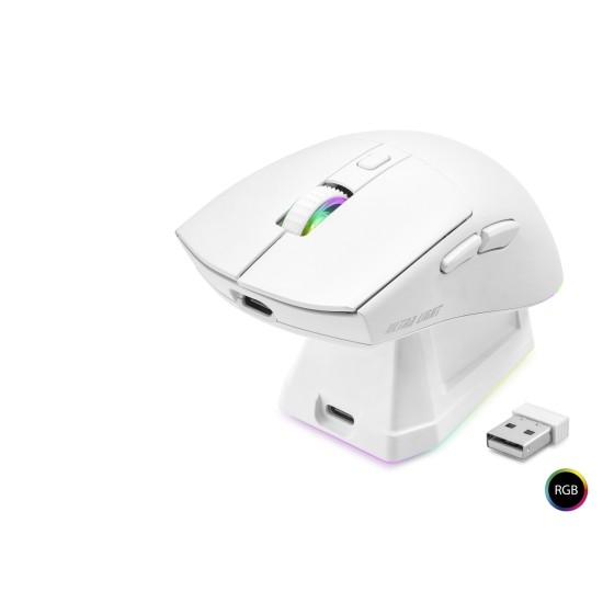 toptan-xml-dropshipping-Kablosuz Gaming Rgb Mouse Şarj Standlı - Beyaz MF1215W