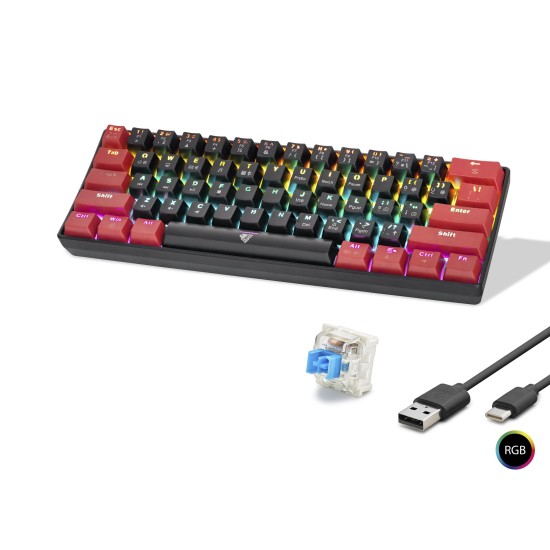 toptan-xml-dropshipping-Gaming Mekanik Rgb Klavye Blue Switch - Siyah Kırmızı MF1701BR