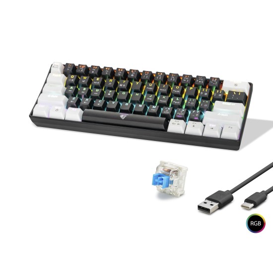 toptan-xml-dropshipping-Gaming Mekanik Rgb Klavye Blue Switch - Siyah Beyaz MF1701BW