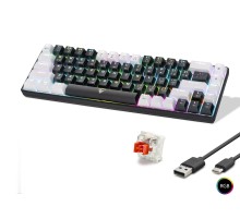 Gaming Mekanik Klavye Tri Mod Rgb Red Switch - Siyah Beyaz MF1703B