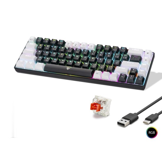 toptan-xml-dropshipping-Gaming Mekanik Klavye Tri Mod Rgb Red Switch - Siyah Beyaz MF1703B