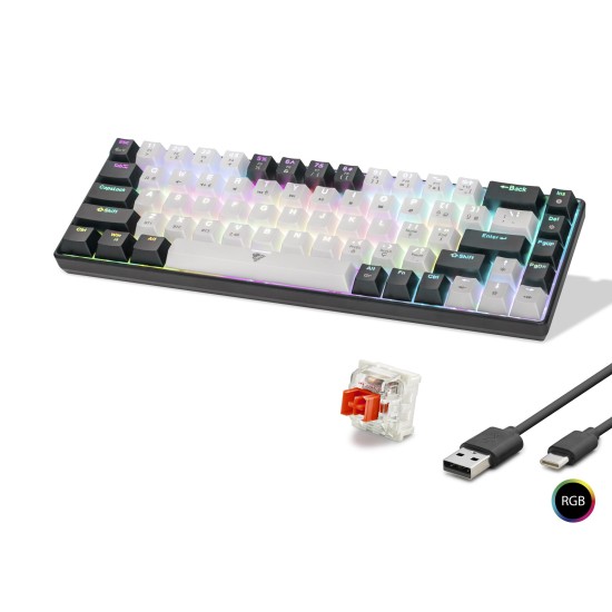 toptan-xml-dropshipping-Gaming Mekanik Klavye Tri Mod Rgb Red Switch - Beyaz Siyah MF1703W