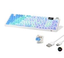 Kablosuz Mekanik Gaming Klavye Rgb Blue Switch 95 Tuş - Mavi Beyaz MF1705M