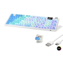 Kablosuz Mekanik Gaming Klavye Rgb Blue Switch 95 Tuş - Mavi Beyaz MF1705M