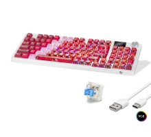 Kablosuz Mekanik Gaming Klavye Rgb Blue Switch 95 Tuş - Kırmızı Beyaz MF1705R