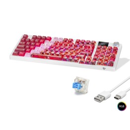 Kablosuz Mekanik Gaming Klavye Rgb Blue Switch 95 Tuş - Kırmızı Beyaz MF1705R