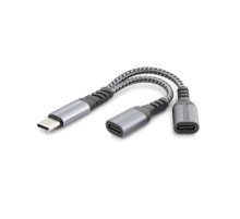 Type-C To 2 x Type-C F Kablo Car Şarj Siyah GJ-015