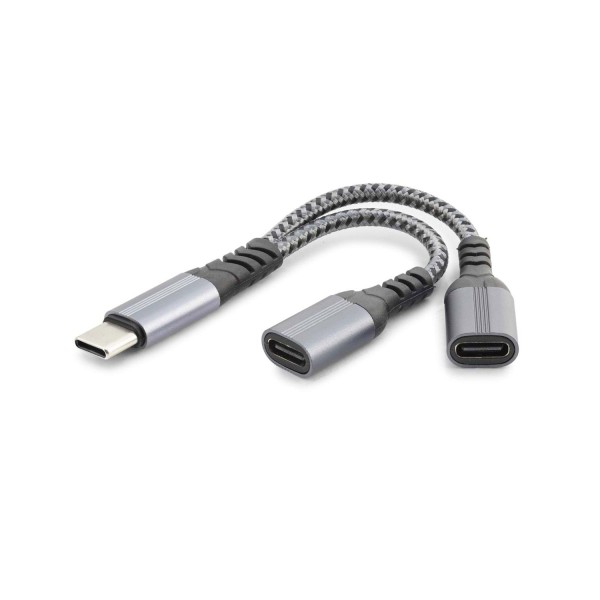 toptan-xml-dropshipping-Type-C To 2 x Type-C F Kablo Car Şarj Siyah GJ-015