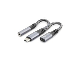 Type-C to 3.5 mm + Type-C Araç Şarj Ayırıcı Kablo - Siyah GJ-018
