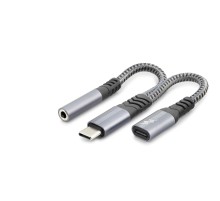 Type-C to 3.5 mm + Type-C Araç Şarj Ayırıcı Kablo - Siyah GJ-018