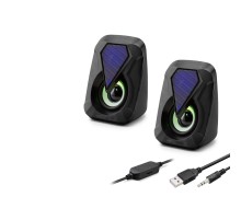 Masaüstü Hoparlör 1+1 USB + 3.5mm LED - Siyah HD6054