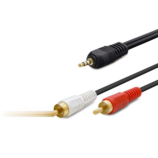 toptan-xml-dropshipping-3.5 Mm To 2Rca Kablo 2Lıne Gold 10M Siyah HDX1006