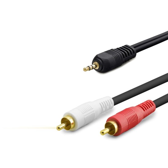 toptan-xml-dropshipping-3.5 Mm To 2Rca Kablo 2Lıne Gold 3M Siyah HDX1059