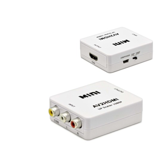 toptan-xml-dropshipping-AV Dişi to HDMI Dişi Görüntü Dönüştürücü 1080p Full HD - Beyaz HDX1282