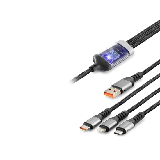 Usb To Type-C + Lıghtnıng + Usb Mıcro Hızlı Şarj 3In Data Kablo 20W Siyah HDX1400