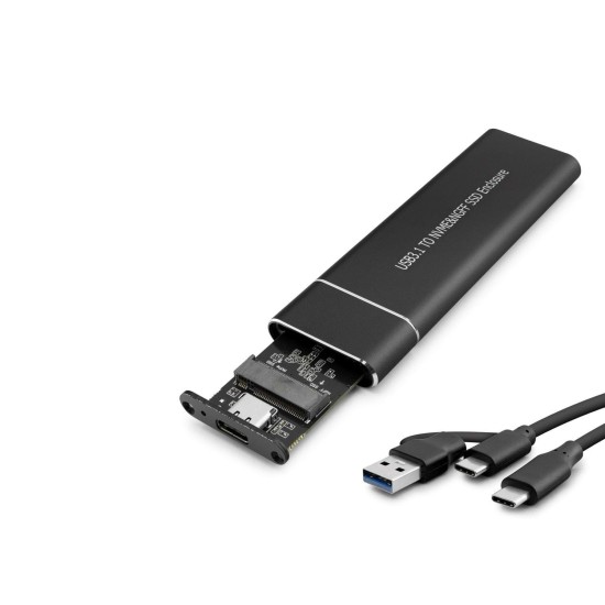 toptan-xml-dropshipping-SSD Kutu Type-C 3.1 + Usb3.0 Nvme M2 Chıp Jms581D Siyah HDX1769