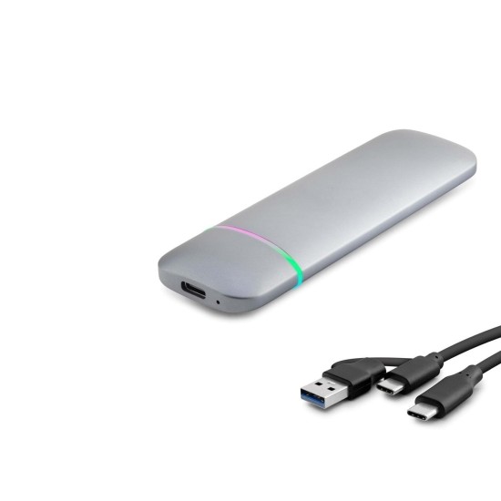 toptan-xml-dropshipping-SSD Kutu Type-C 3.1 + Usb3.0 Nvme + Ngff M2 Chıp Rtl9210B Gri HDX1772