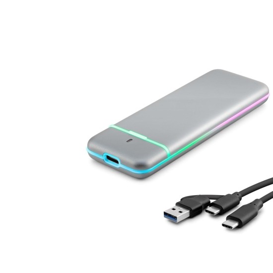 toptan-xml-dropshipping-SSD Kutu Type-C 3.1 + Usb3.0 Nvme + Ngff M2 Chıp Rtl9210B Gri HDX1774