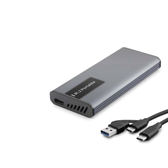 toptan-xml-dropshipping-SSD Kutu Type-C 3.1 - Usb3.0 Ngff Alimünyum + Plastik M2 Chıp RTL9201R Rgb Gri HDX1781