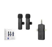 Kablosuz Çift Mikrofon 3.5 Mm + Type-C + Lıghtnıng Siyah HDX2782