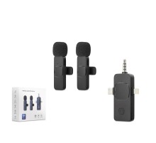 Kablosuz Çift Mikrofon 3.5 Mm + Type-C + Lıghtnıng Siyah HDX2782
