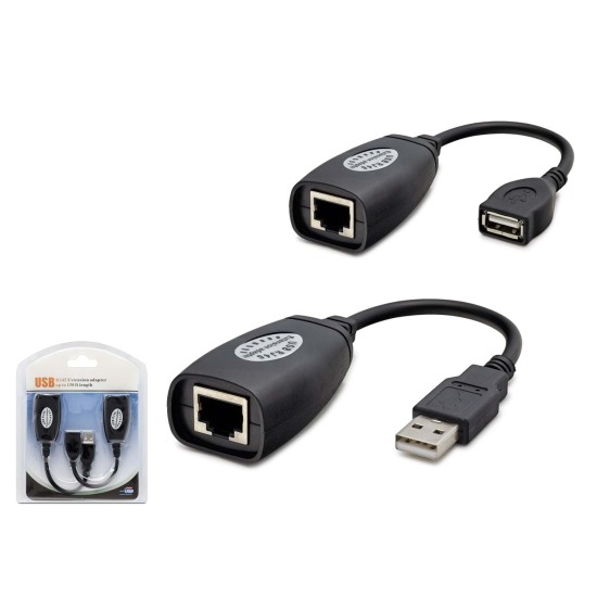 toptan-xml-dropshipping-USB RJ45 Kablolu Uzatıcı Seti 45 m - Siyah HDX5008