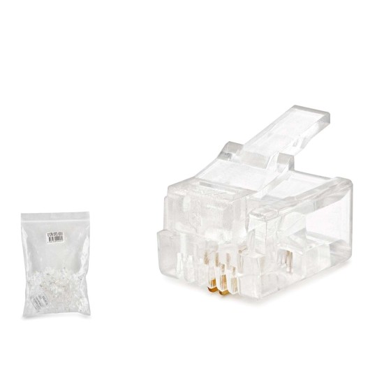 toptan-xml-dropshipping-RJ11 Konnektör 2 Pın Telefon 100 Lü Paket Şeffaf HDX5018