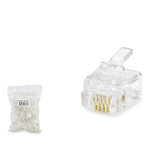 Rj11 Konnektör 4Pın Telefon 100Lü Paket Şeffaf HDX5059