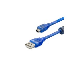 USB Mini V3/5Pin to USB Kablo 1.5 m - Şeffaf Mavi HDX5065