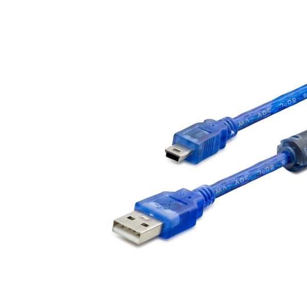toptan-xml-dropshipping-USB Mini V3/5Pin to USB Kablo 1.5 m - Şeffaf Mavi HDX5065