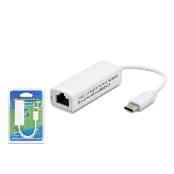 Type C Usb 2.0 Ethernet Adaptör 10/100 Mbps Beyaz HDX5257
