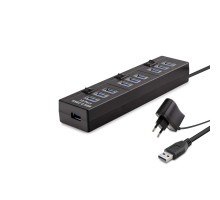 Usb Hub 10*Usb 1M Siyah ( Güç Adaptörlü) HDX7005