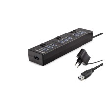 Usb Hub 10*Usb 1M Siyah ( Güç Adaptörlü) HDX7005