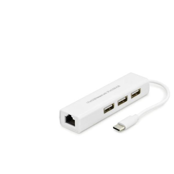 toptan-xml-dropshipping-Type-C 3.1 Combo Hub Ethernet 4 Port Beyaz HDX7007