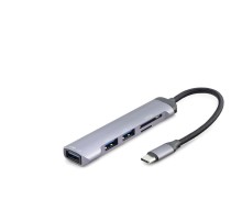 Usb Hub Combo 5In1 Usb Type-C Sd + Tf Card Gri HDX7039
