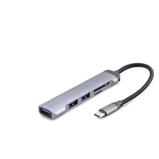 Usb Hub Combo 5In1 Usb Type-C Sd + Tf Card Gri HDX7039