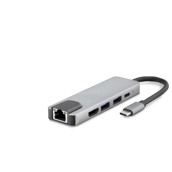 toptan-xml-dropshipping-Type-C Hdtv Combo Hdmı 4K 30Hz + Type-C + 2*Usb3.0 + Lan 5In1 Gri HDX7831